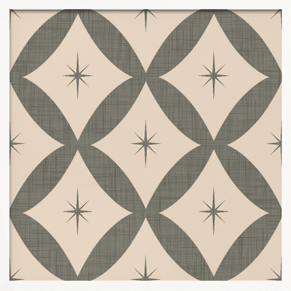 Atomic Star   Mid Century Starburst Taupe Poster