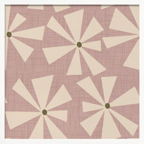 Geometric Floral Burst - Mid Century Flowers Mauve Poster