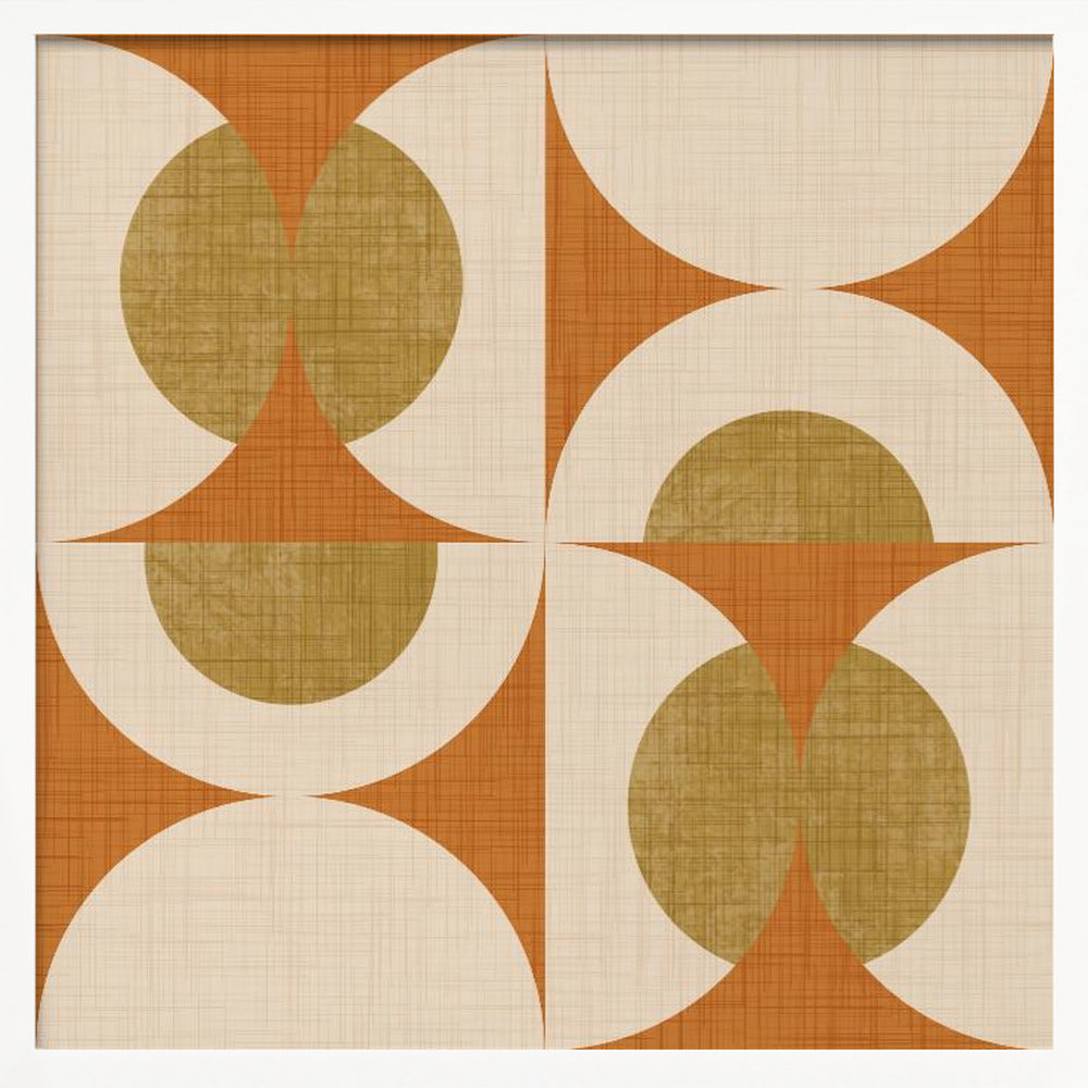 Retro Vintage Circle Fusion - Mid Century Orbs Ocher - 50s Geometric Poster