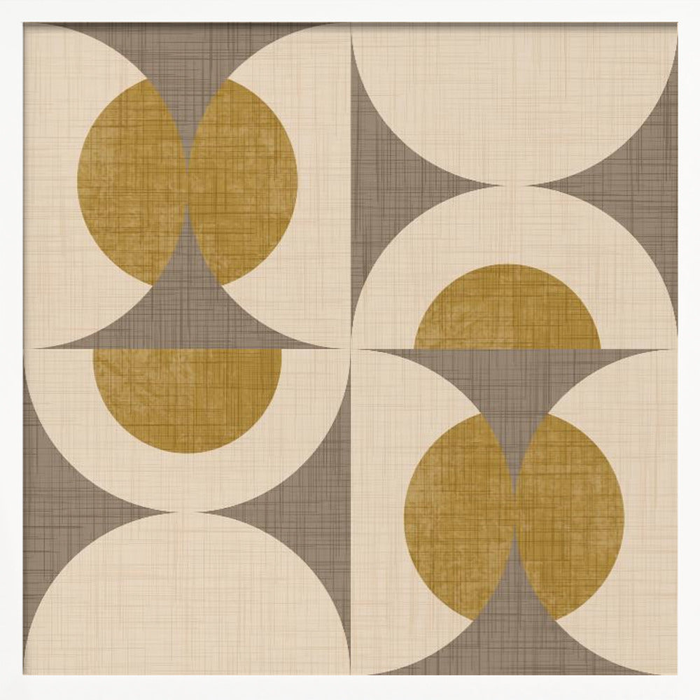 Retro Vintage Circle Fusion - Mid Century Orbs Taupe - 50s Geometric Poster