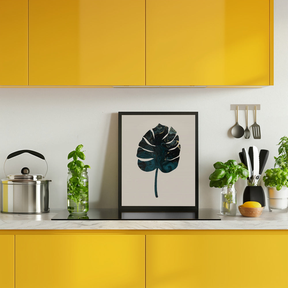 Monstera Marble Green Poster