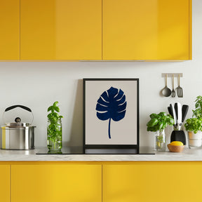 Monstera Marble Blue Poster