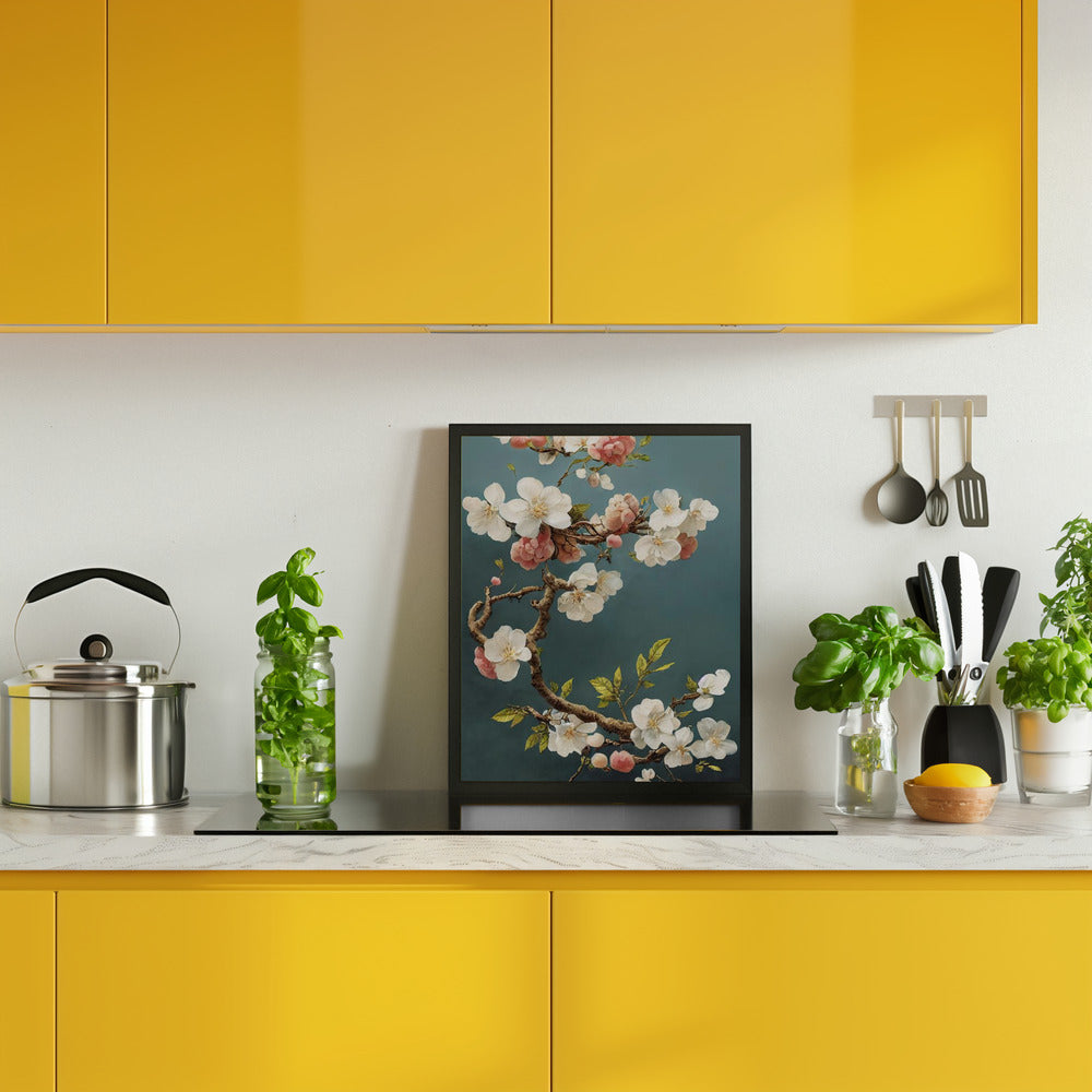 White Cherry Blossoms Poster