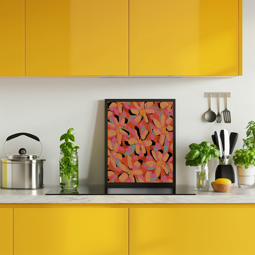 Yellow Flower Pattern Poster