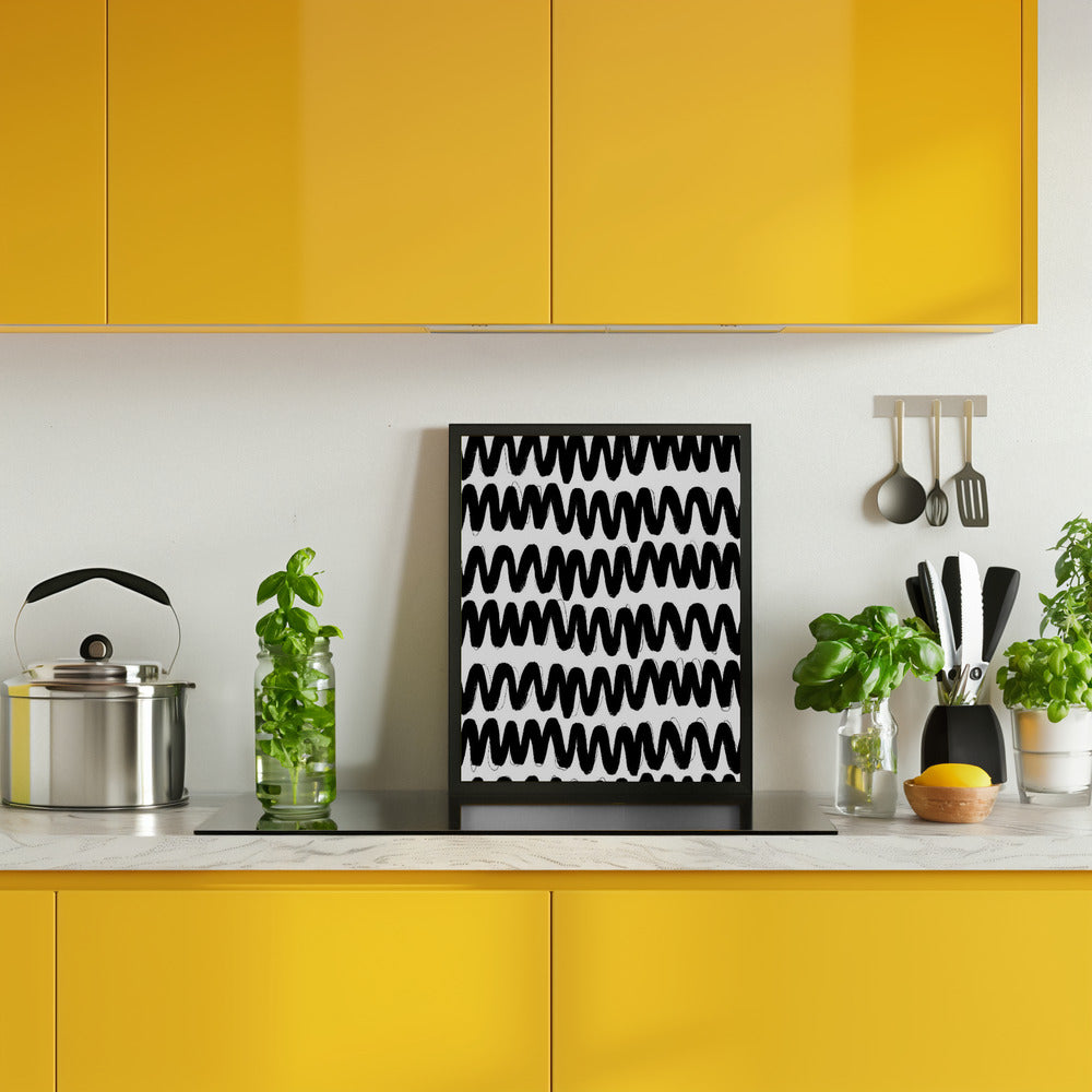 Black Zig Zag Pattern Poster