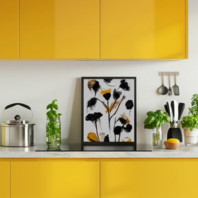 Black Dry Flowers Poster