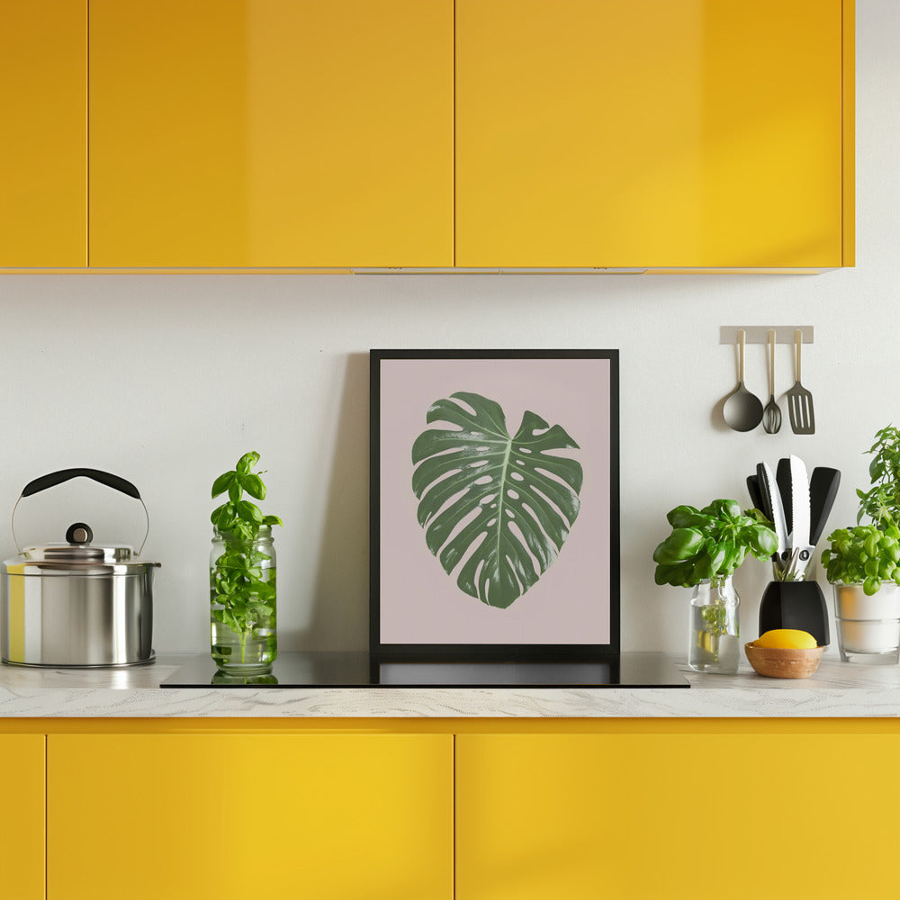 Monstera Leaf Blush Poster