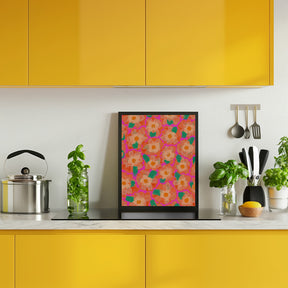 Cute Orange Flower Pattern Poster