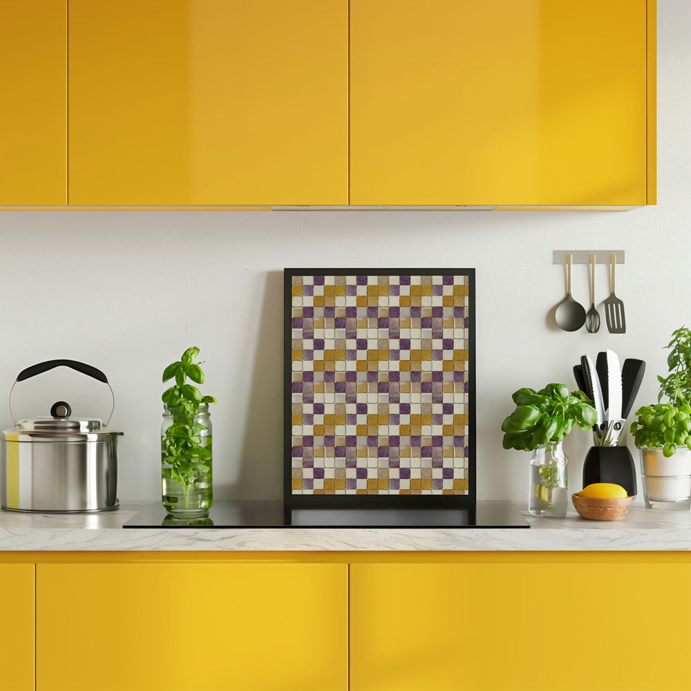 Purple and Ochre Tile Pattern Poster