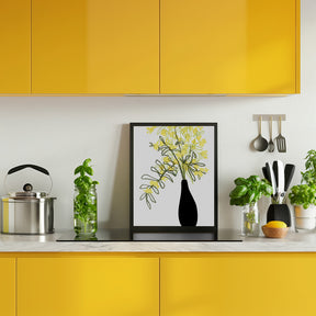 Yellow blooms in a vase Poster