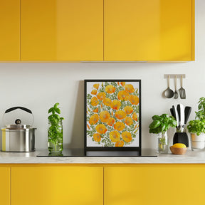 Gold accented California poppies Poster