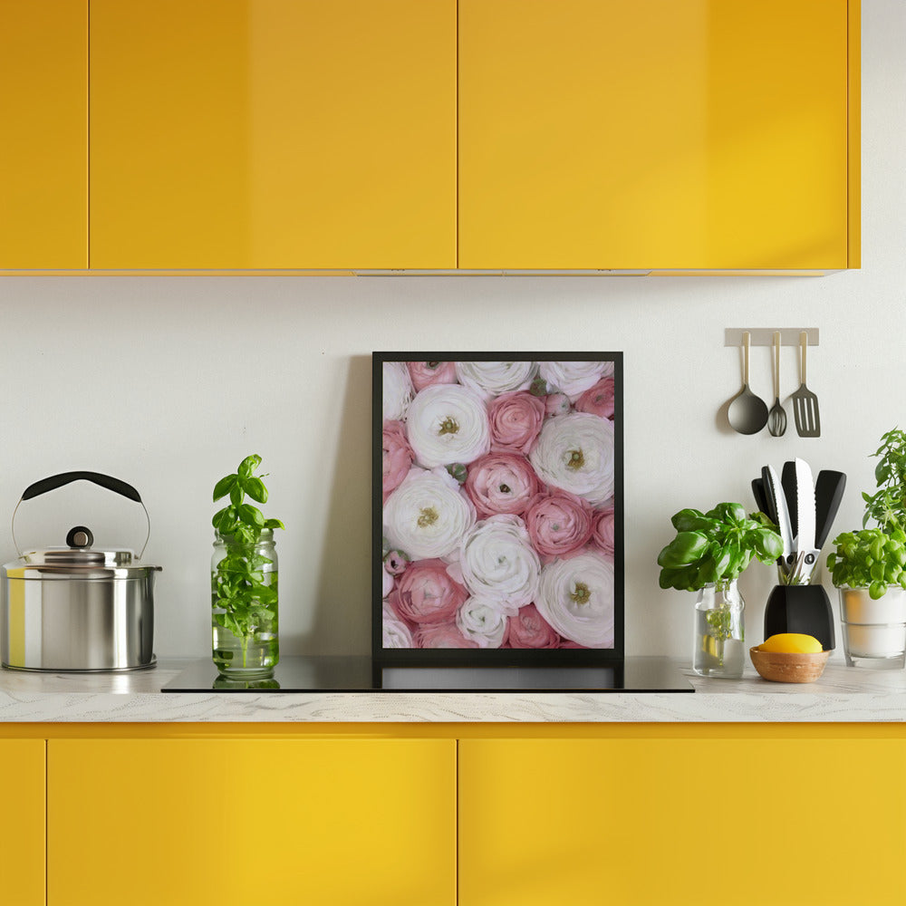 Scattered ranunculus in muted pink I Poster