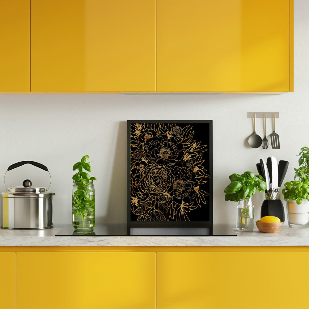 Nanette bouquet in gold and black Poster