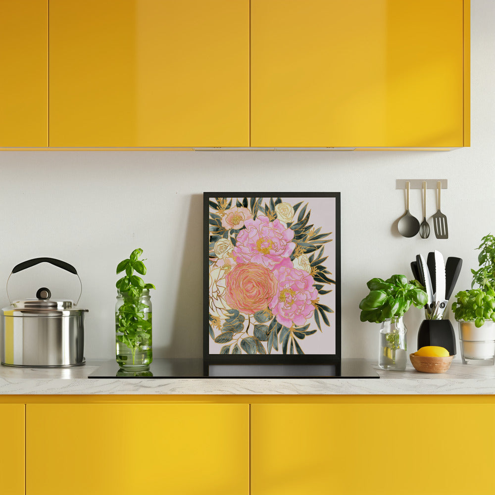 Nanette floral art in pastels Poster