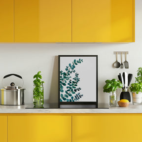 Teal watercolor eucalyptus II Poster