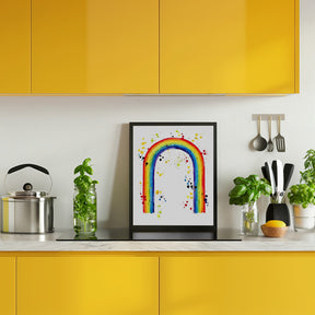 Rainbow watercolor with splatters Poster