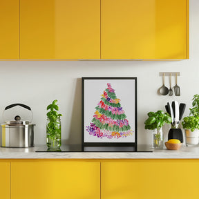 Floral watercolor Christmas tree Poster