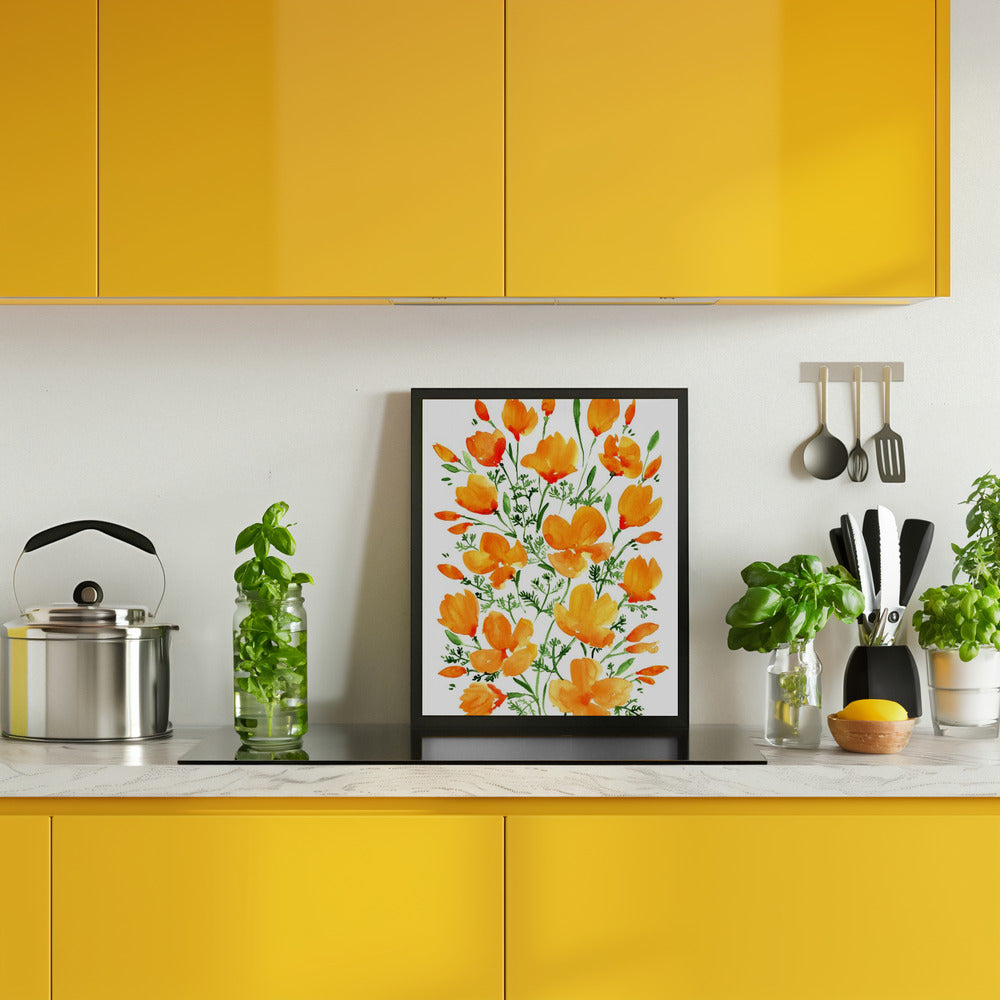 Watercolor California poppies Poster