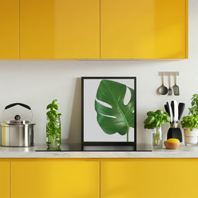 Bright green monstera leaf Poster