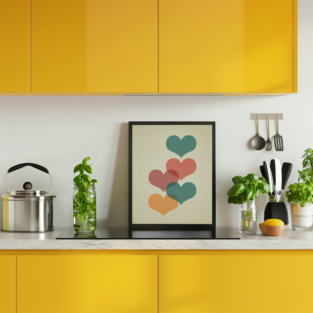 Mid century hearts I Poster