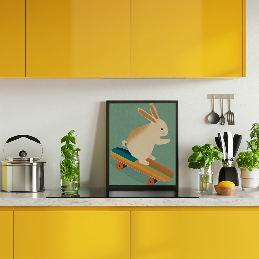 Bunny On Skateboard Poster