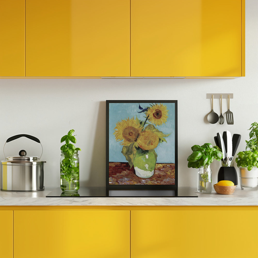 Vase With Three Sunflowers Poster