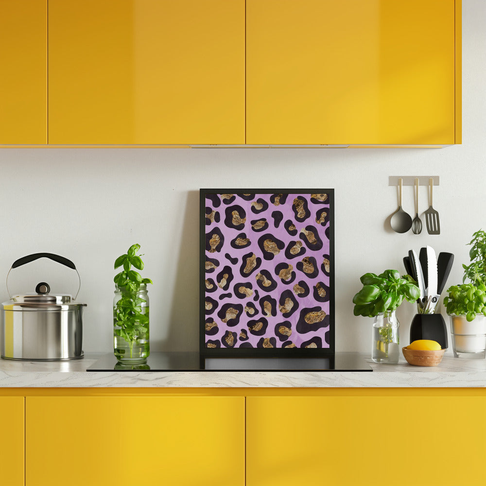 Gold leopard print pink Poster