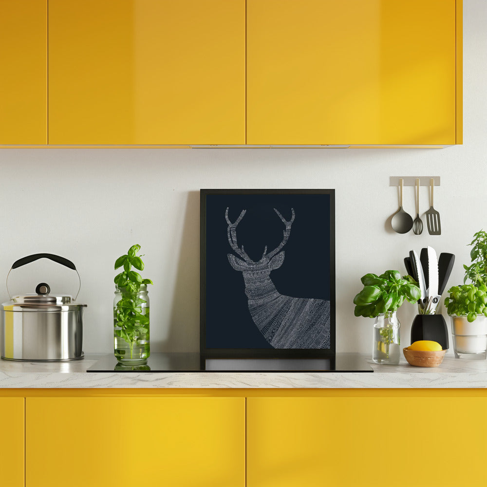 Stag Blue Poster