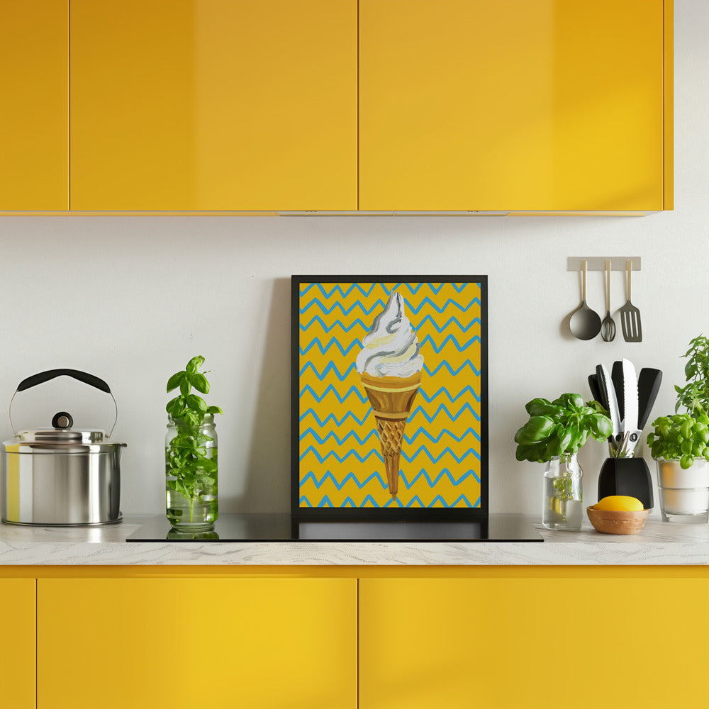 Ice Cream Yellow Zigzag Poster