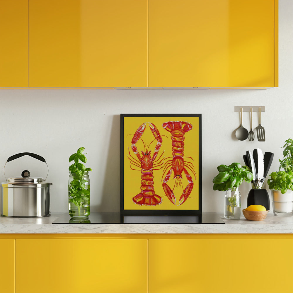 Langoustines On Yellow Poster