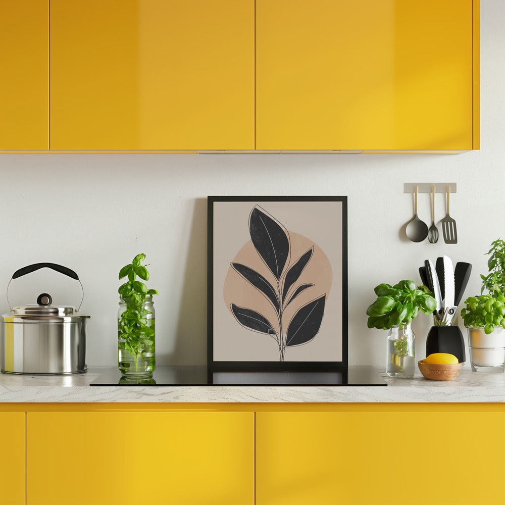 Black Abstract Plant Poster