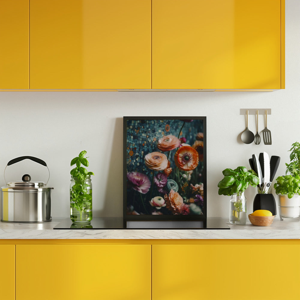 Flowers And Mosaic Poster