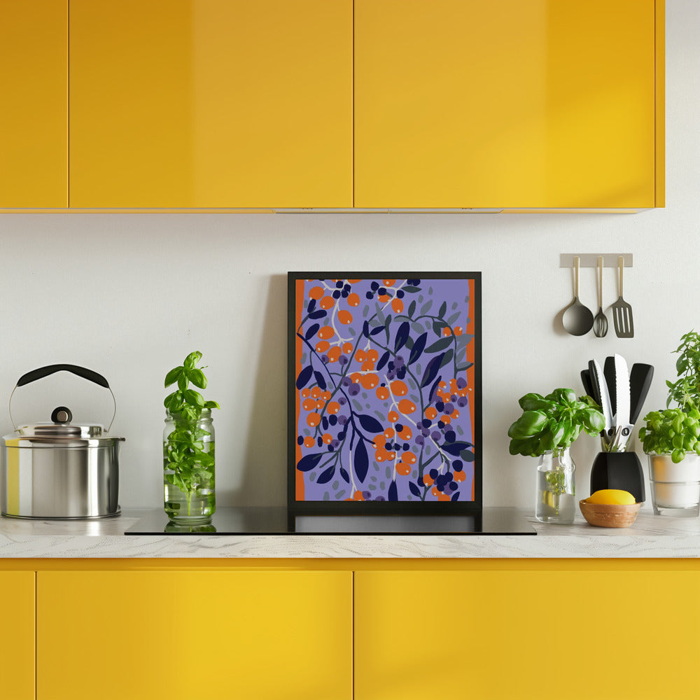 Blue And Orange Berries Poster