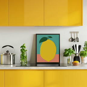 Lemon With Two Leaves Poster