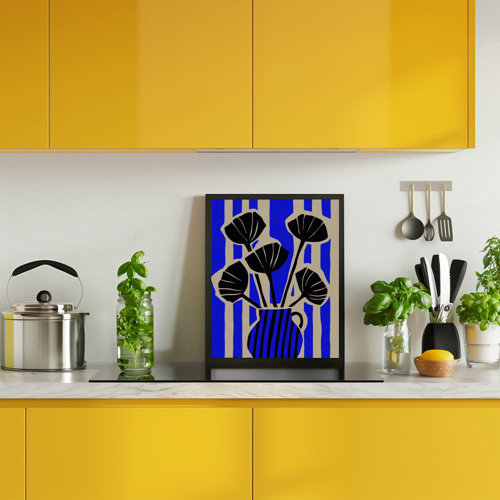 Striped Still Life Blue Poster