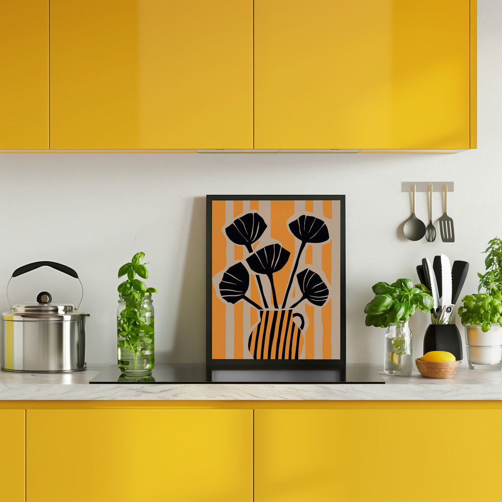 Striped Still Life Yellow Poster