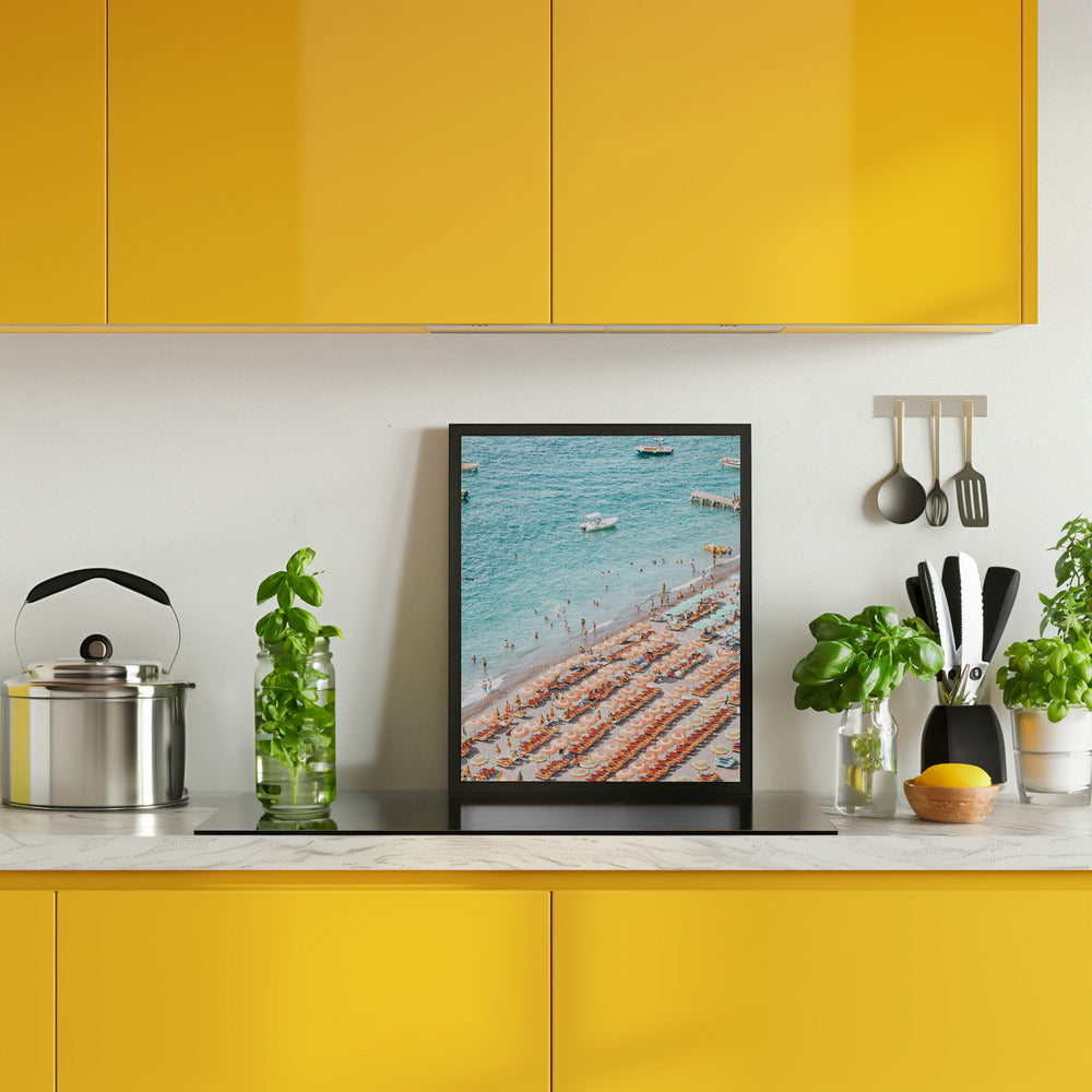 Positano Beach Scene Poster