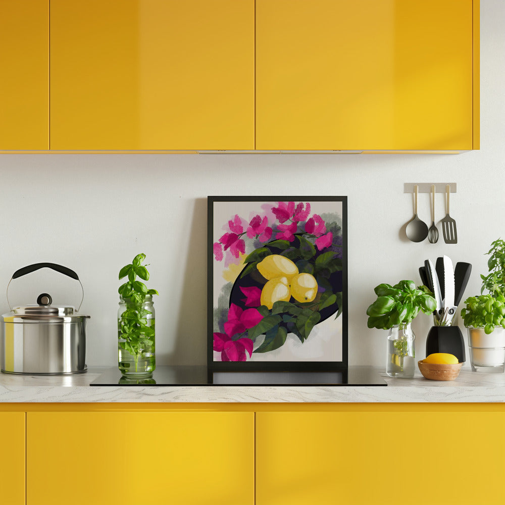 Bougainvillea and lemons Poster