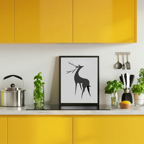 Stylized retro deer (grey) Poster