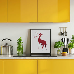 Stylized retro deer (red) Poster