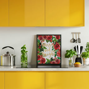 Merry and bright holiday roses Poster