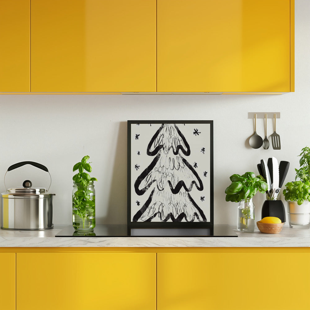 Christmas Tree And Snow (White) Poster