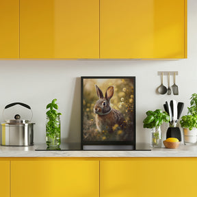 Bunny in Flower Field Poster