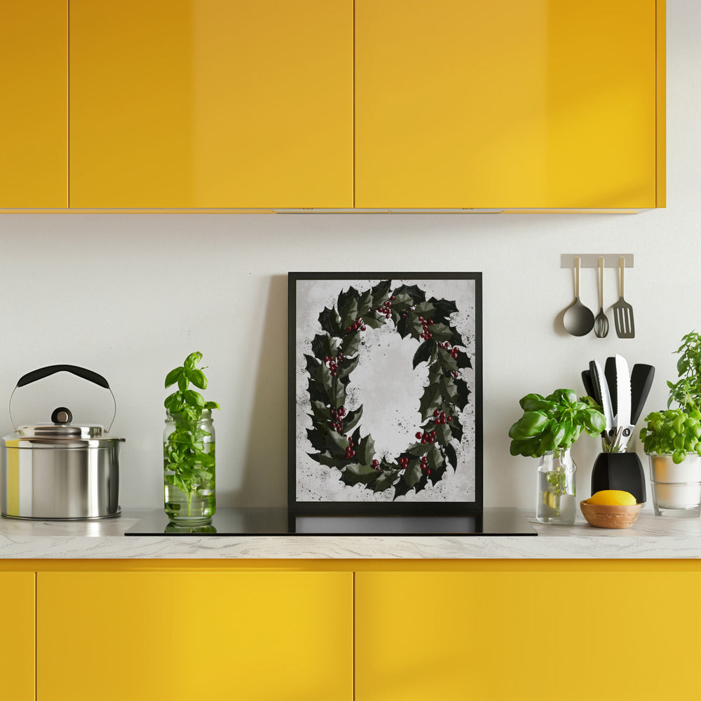 Splatters holly wreath Poster