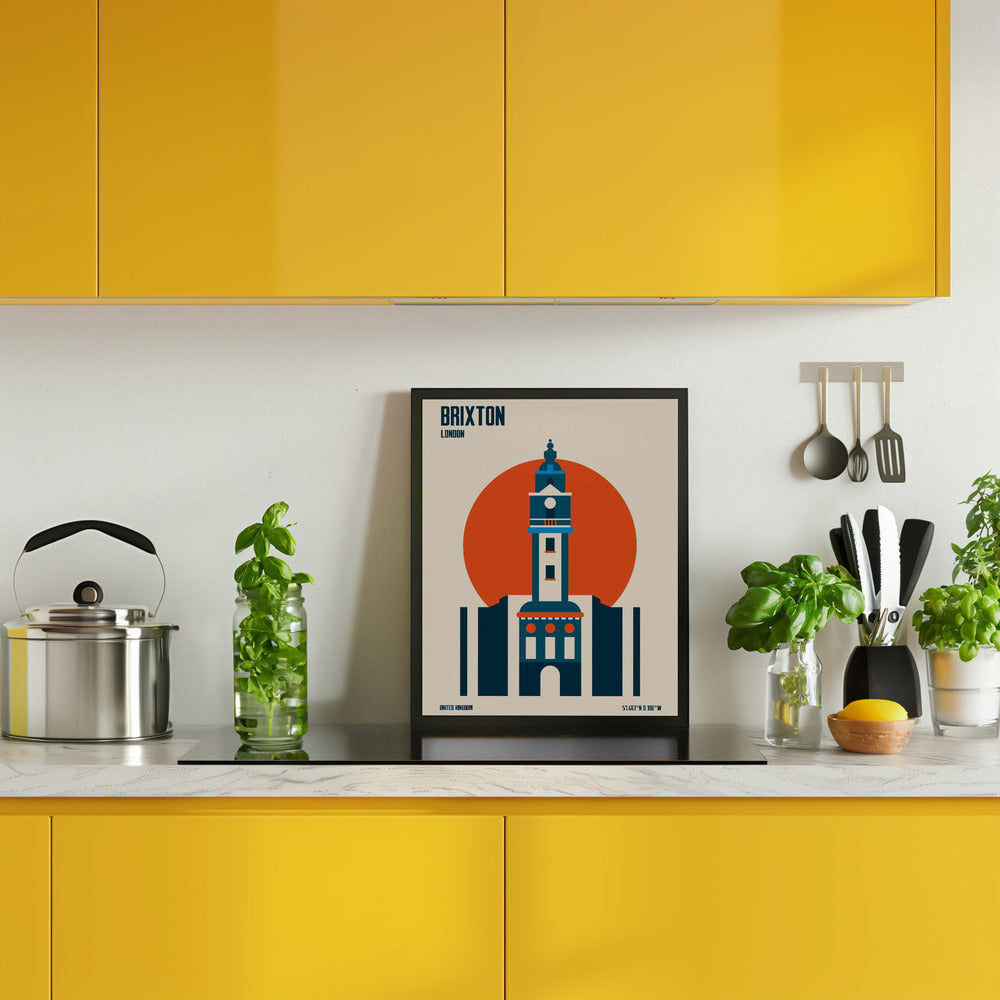 Brixton Tower Retro Travel Print Poster