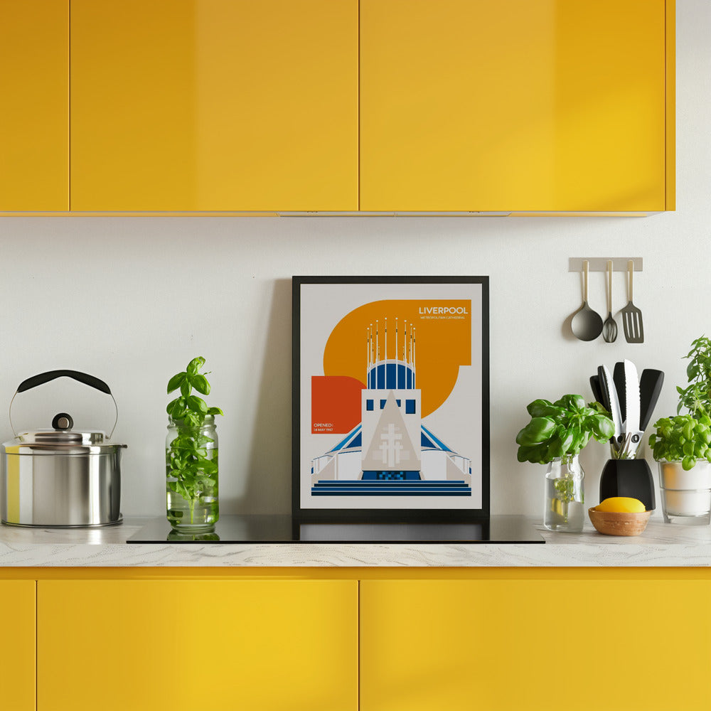 Liverpool Metropolitan Cathedral Retro Architecture Print Poster