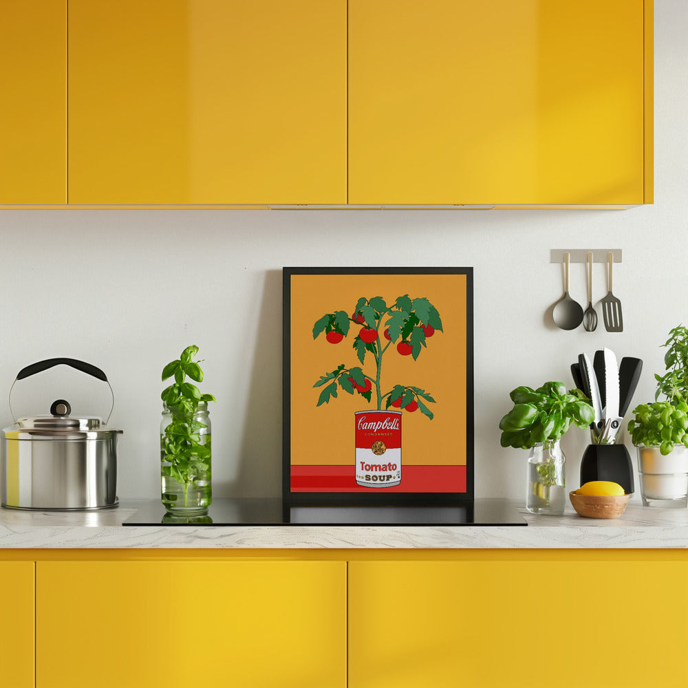 Campbells Soup Tomato Plant Retro Illustration Poster