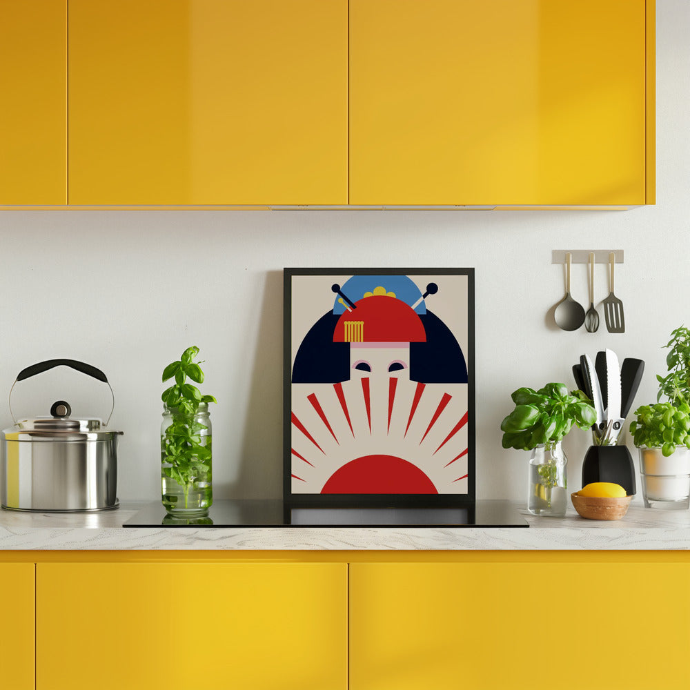 Geisha Girl Retro Minimalist Design Poster