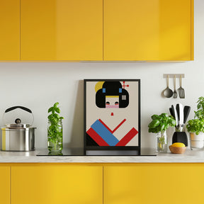 Geisha Girl Geometric Illustration Poster