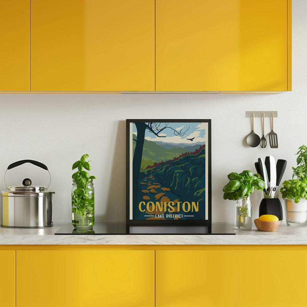 Coniston Lake District Travel Print Poster